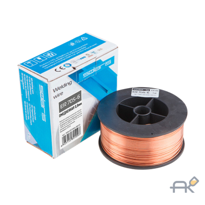  Проволока сварочная омедненная ER 70S-6 ф0.8мм (катушка D100 1 кг) SOLARIS (аналог СВ08Г2С) (WM-ER70S6-08010)